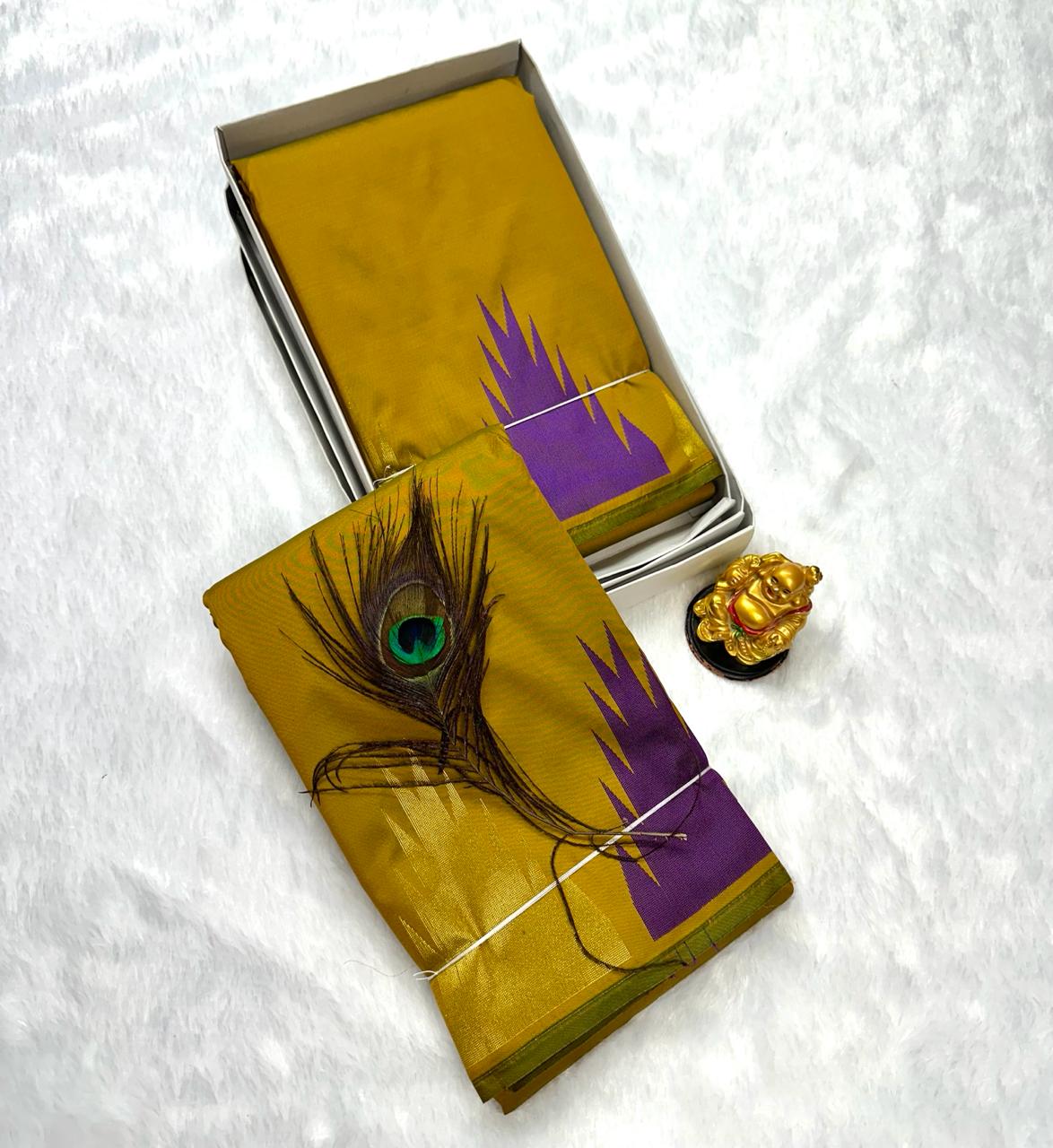 Kanchipuram Soft Silk Sarees Bordless